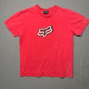 FOX Racing T-Shirt Large Red Short Sleeve Y2K Motocross Riding
